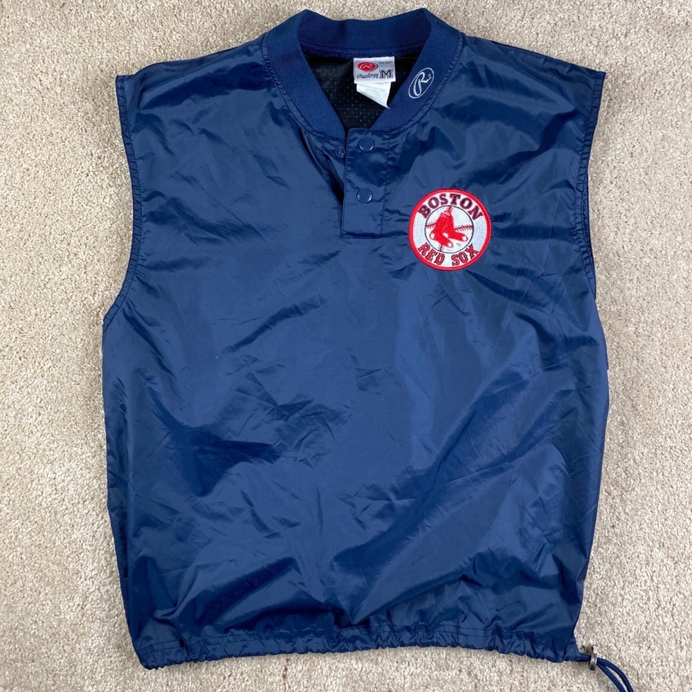 Vintage Rawlings Boston Red Sox MLB Navy Blue Windbreaker Vest Mens Medium